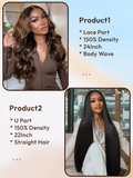 Petaluxe 2 Wigs $229 for 24" Balayage 13x5 Lace Part Body Wave Wig and 22" U Part Straight Hair