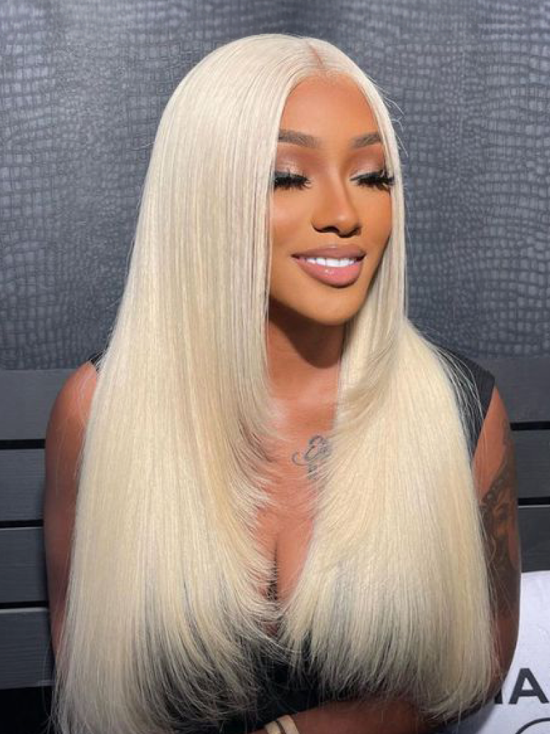 Glueless HD 5x5 Invisible Lace Closure Layered Straight Blonde Wig 180% Density