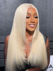 Glueless HD 5x5 Invisible Lace Closure Layered Straight Blonde Wig 180% Density
