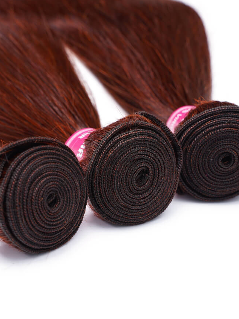 Mahogany Auburn Brown 3Pcs 100% Remy Human Straight Hair Bundles