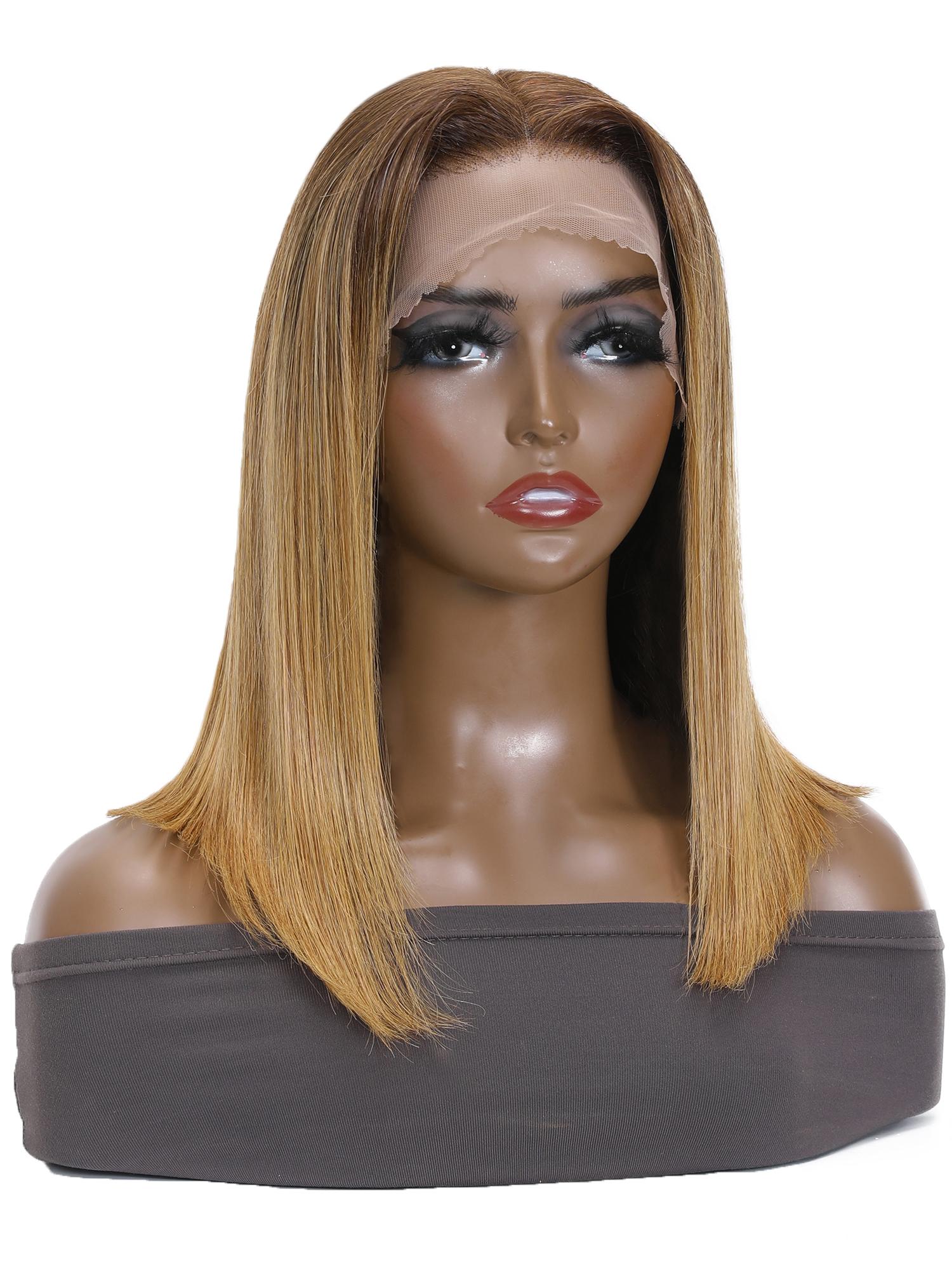 Ombre Brown Layered Lob Lace Front Wig