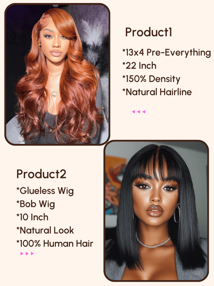 Petaluxe 2 Wigs $159 for 22" 13x4 Pre-Everything Wig and 10" Bob Wig