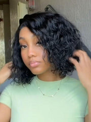 Bye-Bye Slip? 6X4 Glueless Lace "C" Side Part Loose Wavy Bob 220% High Density Drawstring 100% Human Hair Wig For Beginners