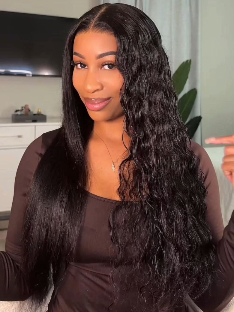 [ Ameera Same ] 13x4 Bye Bye Slip? Vacation-Ready 2-in-1 Straight to Water Wave Glueless 100% Human Hair Wig