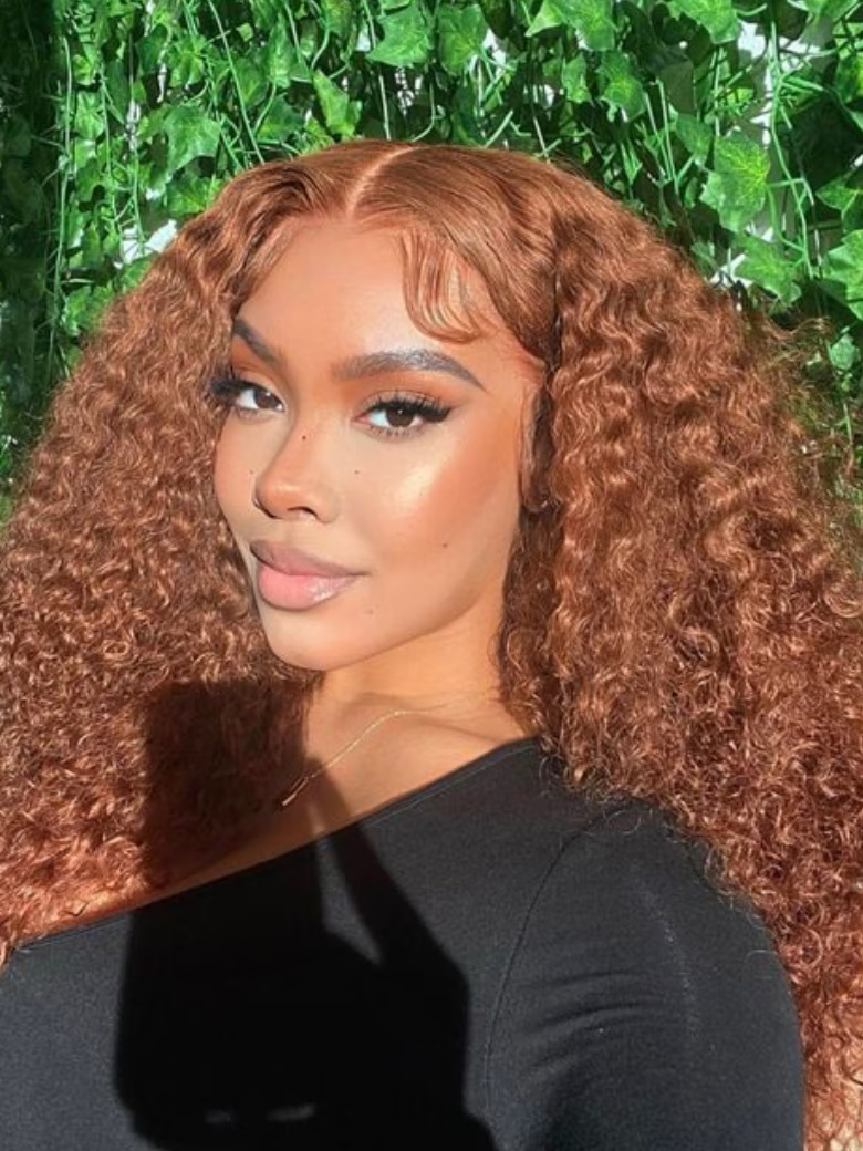 [24"=$139] 13x4 Lace Frontal Auburn Brown Jerry Curly& Ginger Brown Straight Pre-Everything Wig