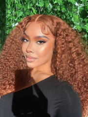 [24"=$139] 13x4 Lace Frontal Auburn Brown Jerry Curly& Ginger Brown Straight Pre-Everything Wig
