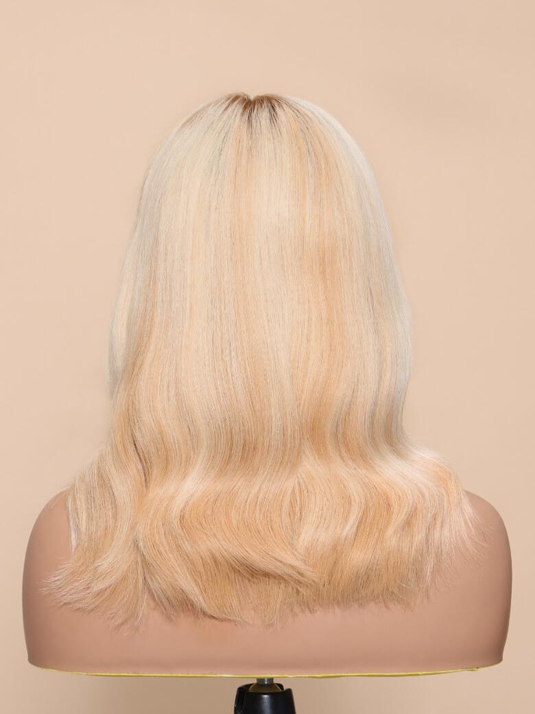 SAMANTHA-14" MONO & SWISS LACE BODY WAVE HUMAN HAIR WIG