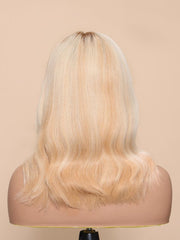 SAMANTHA-14" MONO & SWISS LACE BODY WAVE HUMAN HAIR WIG
