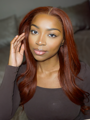 Reddish Brown Pre-Colored Modern Layered Cut 13x4 Transparent Lace Front Layered Cut Straight Season Vibe Wig