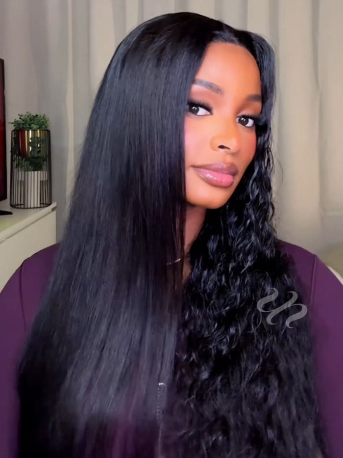[ Ameera Same ] Petaluxe 13x4 Bye Bye Slip?  Beach-Ready 2-in-1 Straight to Water Wave  Glueless 100% Human Hair Wig