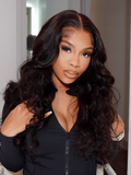Petaluxe [Only $69] 13x4 Transparent Lace Front Body Wave Black Wig Pre Plucked Natural & Versatile Style No Baby Hair
