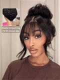 Petaluxe 7x5 ByeBye Knots? Bouncy Black Fluffy Natural Loose Wave Curtain Bangs Wig