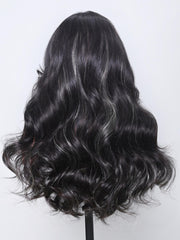 13x4 Lace Front Black Loose Wave Wig With Blonde Peekaboo Highlights