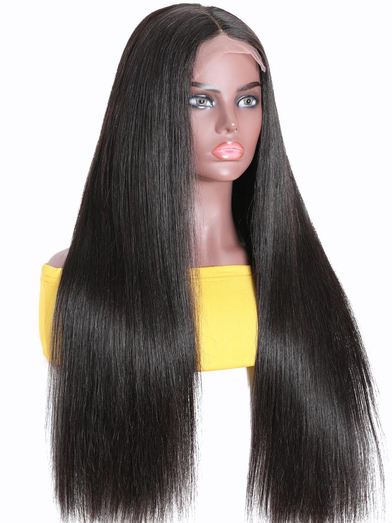 Put On And Go Pre Cut Lace 6x4.5 / 5x5 Transparent Lace Straight Black Quick & Easy Glueless Air Wig