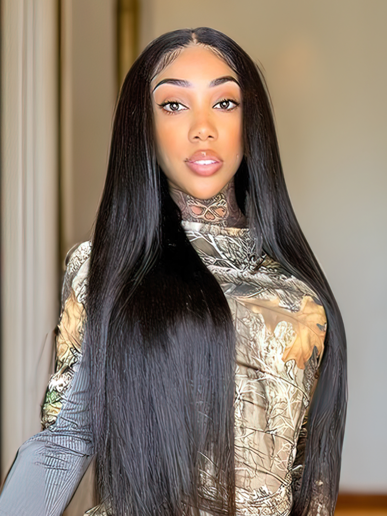 Hair U Part Human Hair Wigs Brazilian Virgin Straight 150 Density Glueless Middle Part Wig Pre Plucked For Women Natural Color