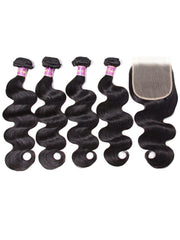Body Wave 5x5 Lace Closure with 4 Bundles Human Hair