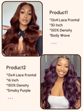 Petaluxe [2 Wigs $329] 30" Lace Frontal Reddish Brown Wig & 16" Lace Frontal Smoky Purple Wig