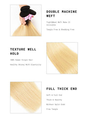 Straight Hair 3 Bundles T1b/613 Color Ombre Hair 100% Virgin Human Hair Weaves