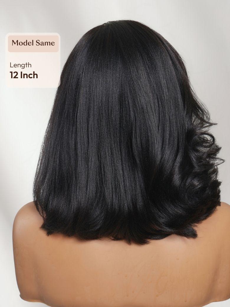7x5 Bye-Bye Slip? Lace Natural Black Side Part Blowout Bob Wig with Soft Curled Ends