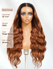 13x4 Pre-Everything? Lace Frontal Chestnut Brown Water Wave Glueless Drawstring Wig