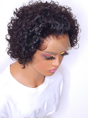 13x1 Sheer Natural Curly Pixie Cut Wig
