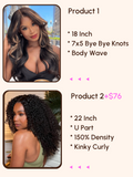 Petaluxe [2 Wigs=$215] 7x5 Put On And Go Invisible Knots Black With Blonde Highlights Body Wave Human Hair Wig 150% Density