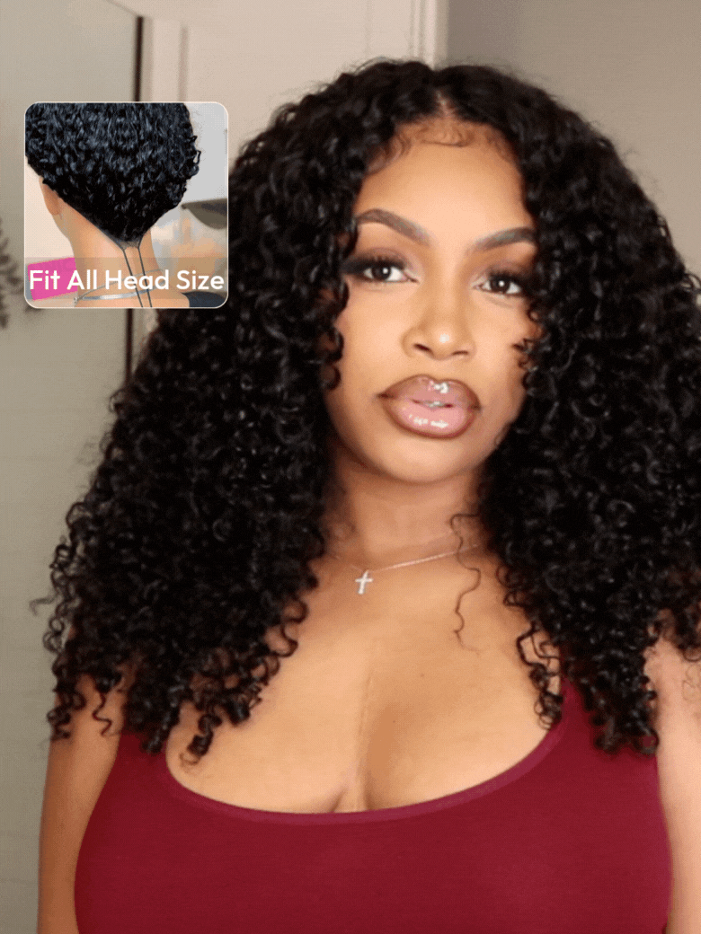 EasiContour? V Part Minimal Glueless Jerry Curly Glueless Wig With Invisi Drawstring