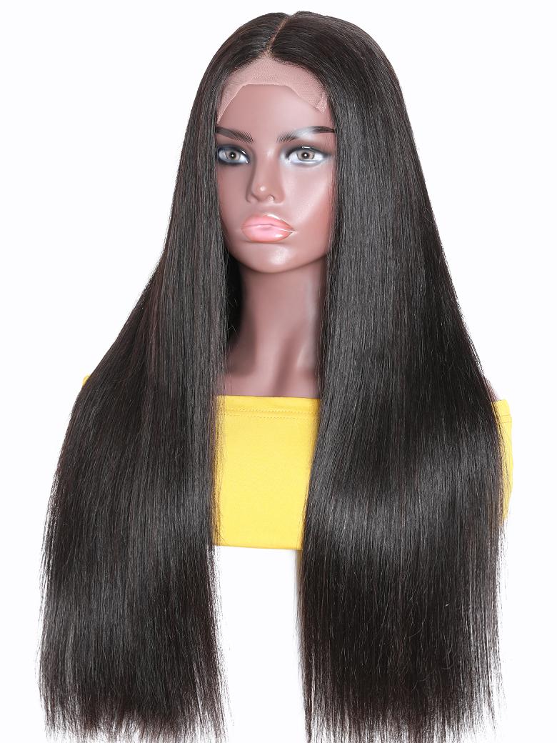 Put On And Go Pre Cut Lace 6x4.5 / 5x5 Transparent Lace Straight Black Quick & Easy Glueless Air Wig