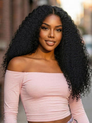 [22''=$89] 7x5 Bye-Bye Slip? Black Fluffy Kinky Coils Texture Wig with Invisi Drawstring
