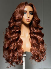 7x5 Bye Bye Slip? Lace Auburn Copper Brown Body Wave Drawstring Wig Beginner Friendly