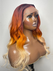 13x4 Lace Front Sunflower Ombre With Light Blonde Ends Body Wave Wig