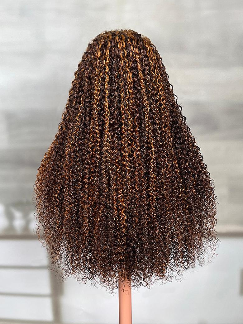 13x4 Lace Front Toffee Brown With Highlights And Cute Curls 150% Density Wigs