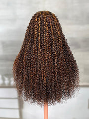 13x4 Lace Front Toffee Brown With Highlights And Cute Curls 150% Density Wigs