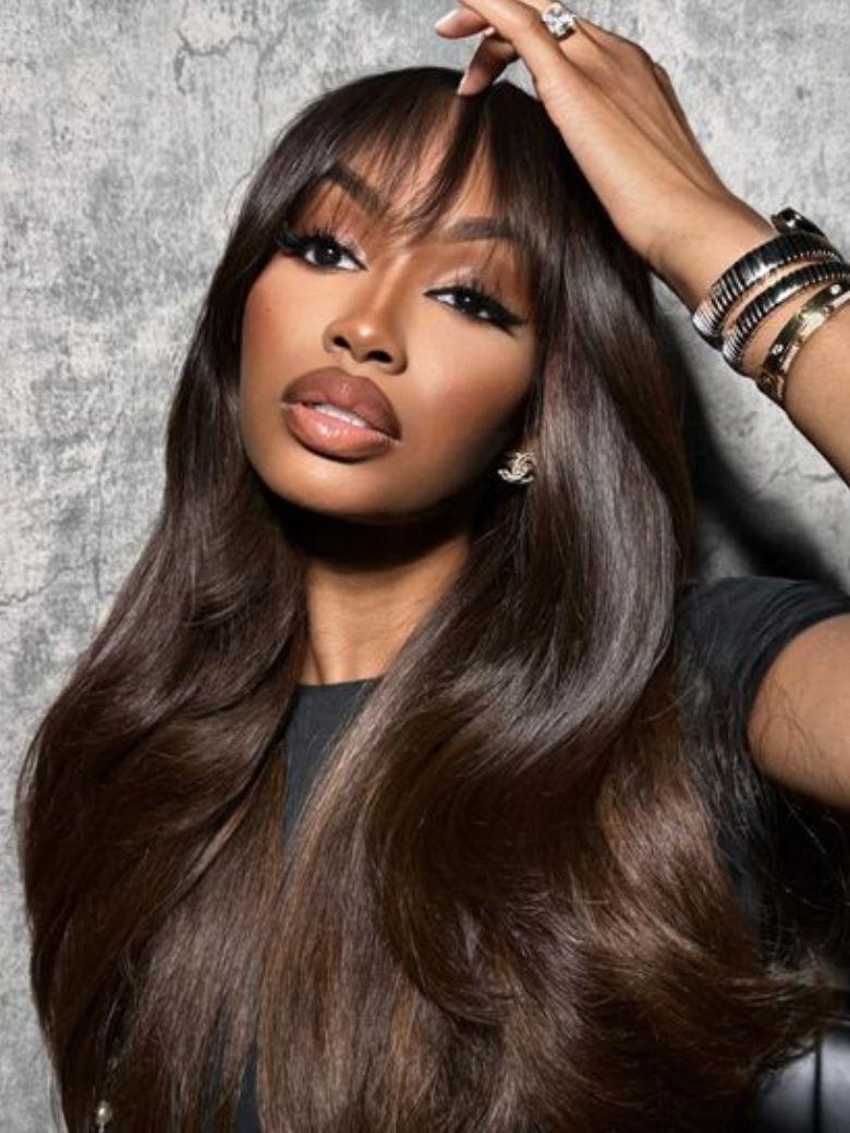 13x4 Pre-Everything? Lace Front Wig Espresso Brown With Highlights Loose Wave Wig