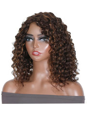Glueless Chocolate Brown With Auburn Highlights Loose Wave Wig Machine Made Wig