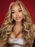Petaluxe [From 22" | 200% Density] 6x4.5 Pre Cut Lace Curly Wig Put On And Go Quick Easy Honey Blonde Body Wave & Water Wave Wig