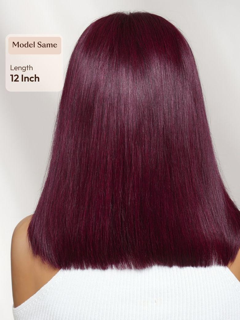 13x4 Bye Bye Slip? Lace Frontal Black Cherry Sleek Straight Bob Glueless Wig with Invisi Drawstring