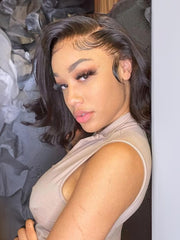 Bob Lace Wigs With Natural Black And Loose Body Wave Hair