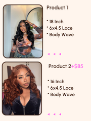 [2 Wigs=$224] Glueless 6x4.5 Pre-Cut Lace Body Wave Put On and Go Pre-bleached Wig