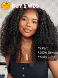 Petaluxe BOGO Beginner Friendly V Part Kinky Curly Wig 0 Skill Needed Protective Style