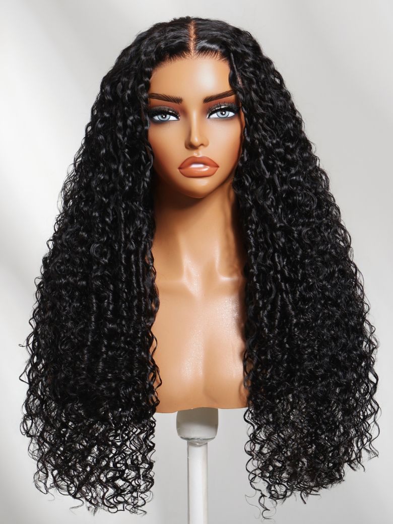 [24 Inch=$99] Bye-Bye Slip? 7x5 Lace Natural Black 4D Mixed Texture Burmese Curly Wig with Invisi Drawstring Limited Time Sale