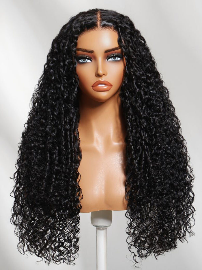 [24 Inch=$99] Petaluxe  Bye-Bye Slip? 7x5 Lace Natural Black 4D Mixed Texture Burmese Curly Wig with Invisi Drawstring Limited Time Sale