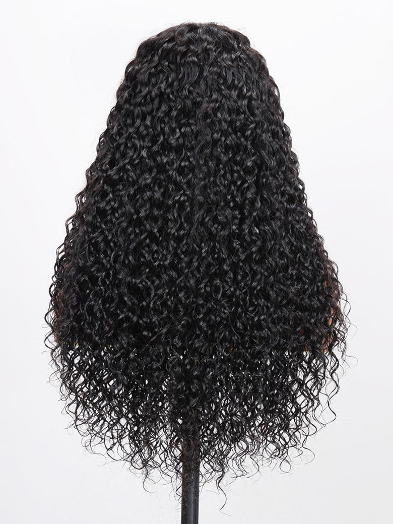 6x4.5 Pre Cut & Pre Bleached Lace Put On And Go Black Water Wave Air Wig