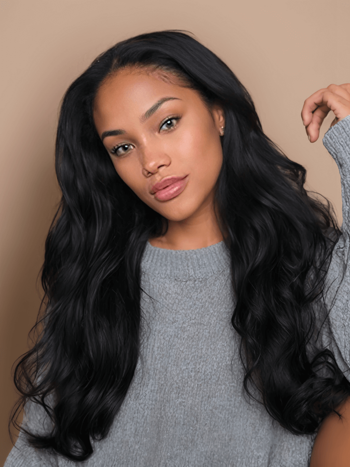 Petaluxe Hair 5x5 HD Lace Closure With 4 Bundles Body Wave Human Hair Weaves Transparent Lace Natural