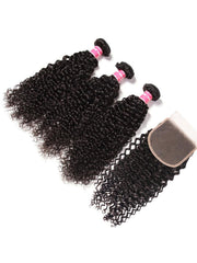 Hair 3 Bundles Jerry Curly Hair Weave With Closure