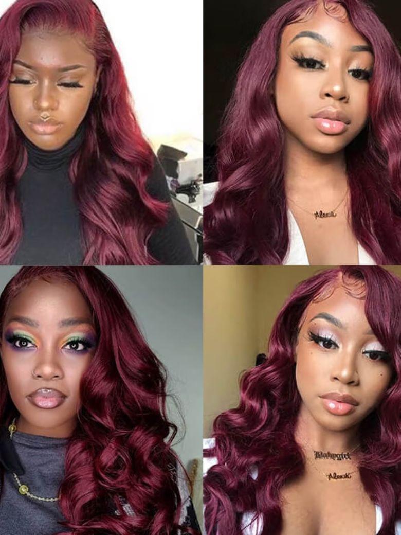 Pure Color Virgin Hair Body Wave 3 Bundles Burgundy Hair Weave Bundles #99j Colored Hair Icenu Series