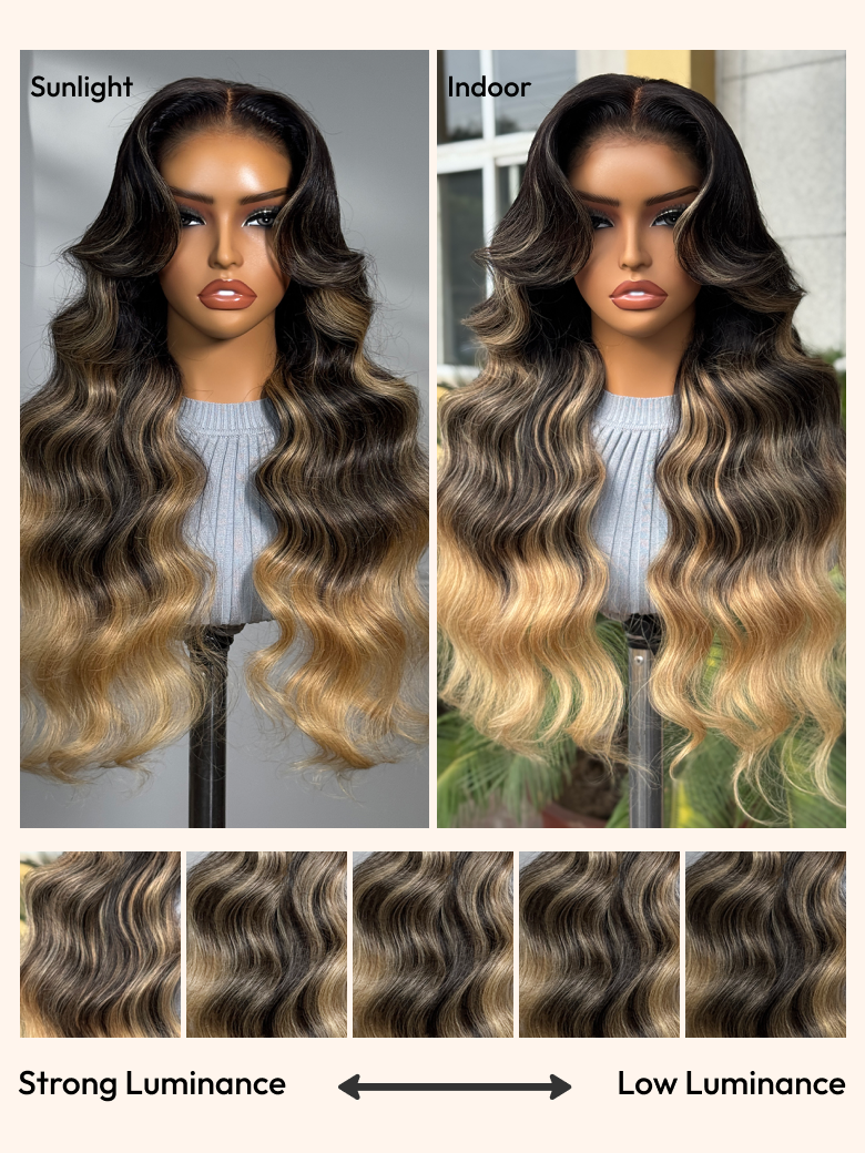 Bye-Bye Knots? 7x5 Lace Black With Blonde Highlights Loose Wave Wig With Face Framing Layers