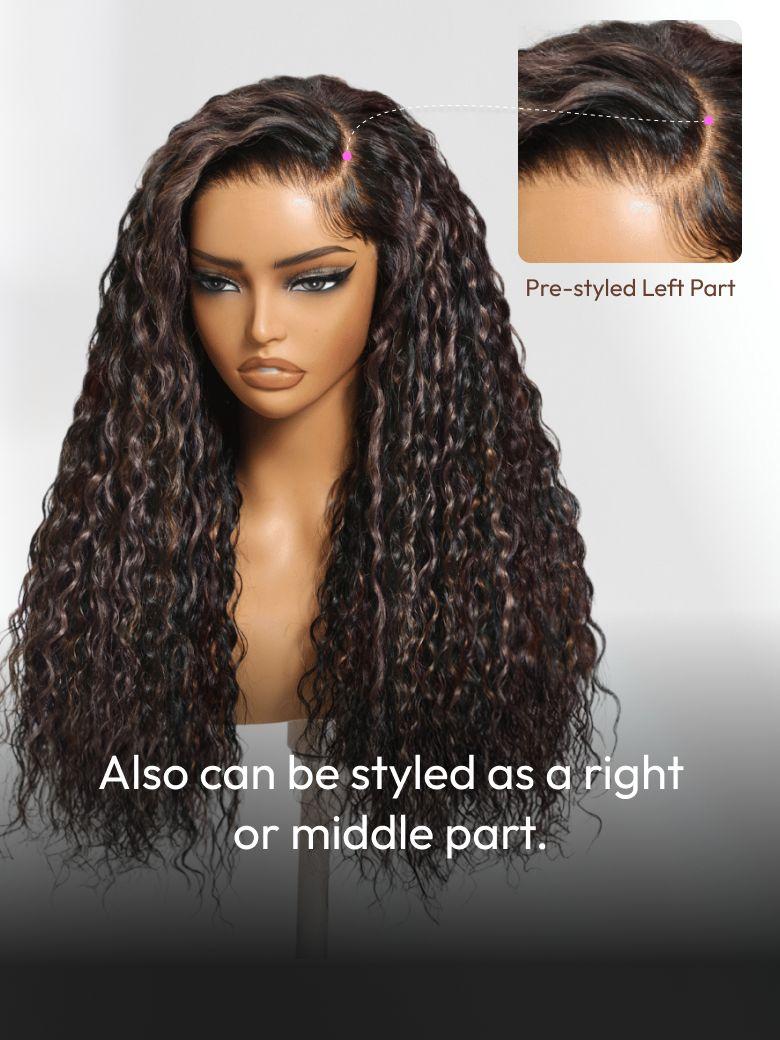 7x5 Bye-Bye Knots Black Wig With Golden Brown Highlights & Natural Black 150% Density Perfect Beach Look for Summer Limited Sale