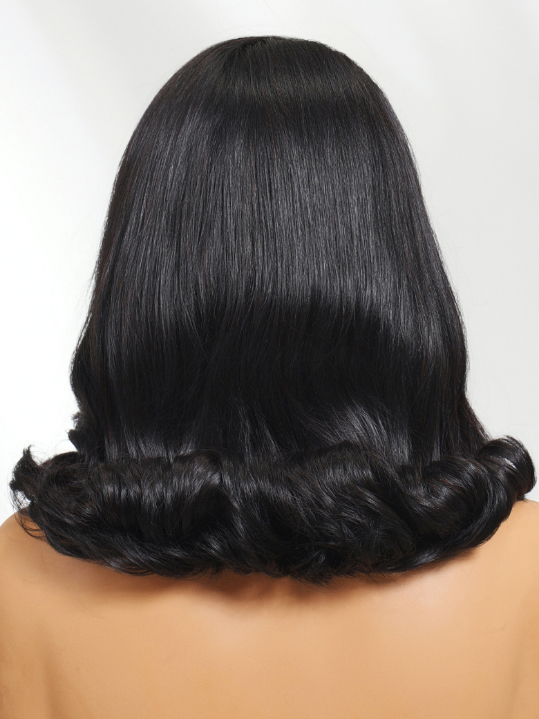 13x4 Pre-Everything? Lace Frontal Natural Black Retro Bob Wig With Invisi Drawstring