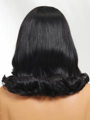 13x4 Pre-Everything? Lace Frontal Natural Black Retro Bob Wig With Invisi Drawstring